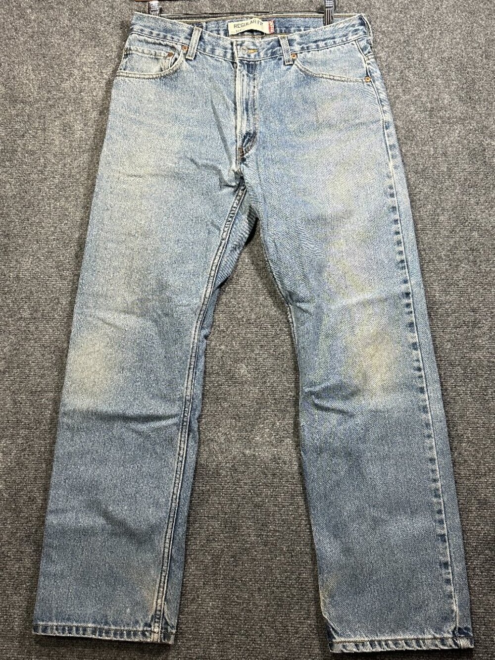 Levis 505 Jeans Mens 34 X 31 Light Wash Cotton Straight Leg Pockets Grunge